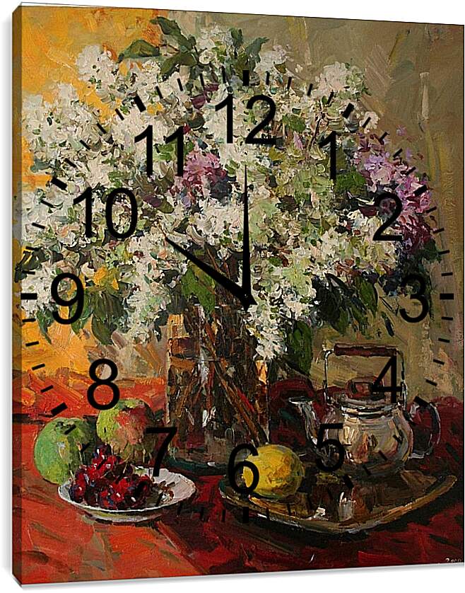 Часы картина - Цветы на столе