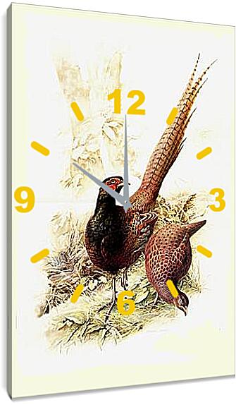 Часы картина - Пара фазанов