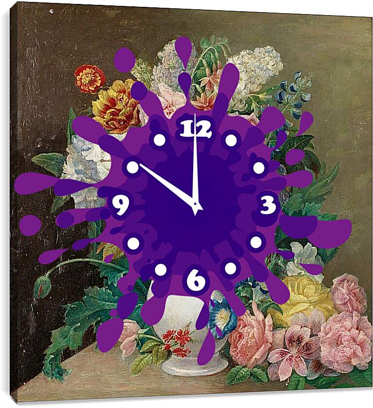 Часы картина - Ваза с цветами
