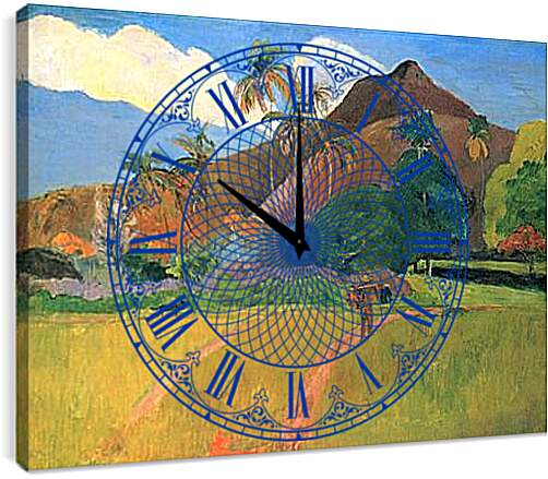 Часы картина - Montagnes tahitiennes. Поль Гоген