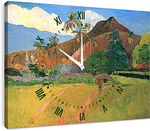 Часы картина - Montagnes tahitiennes. Поль Гоген