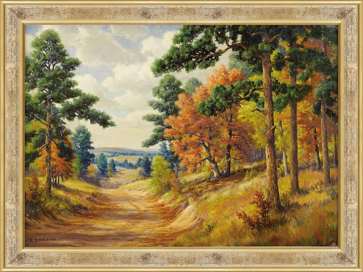 Картина в раме - Лес. Осень