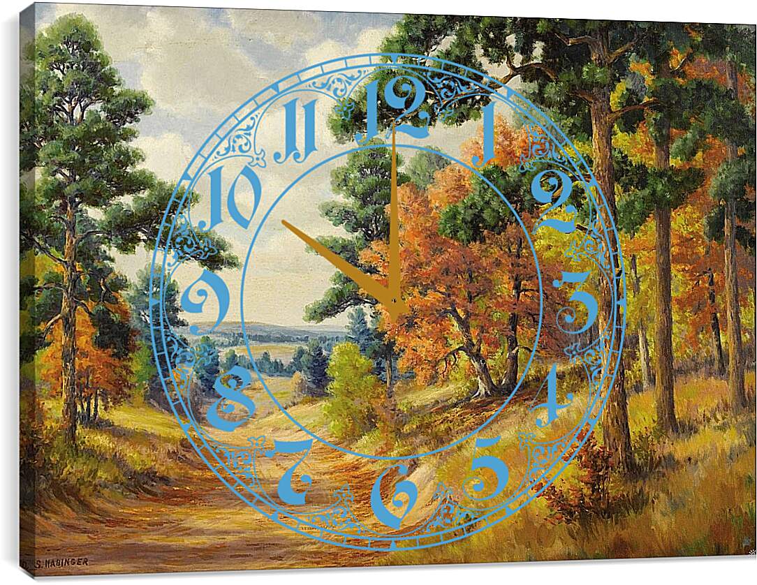 Часы картина - Лес. Осень