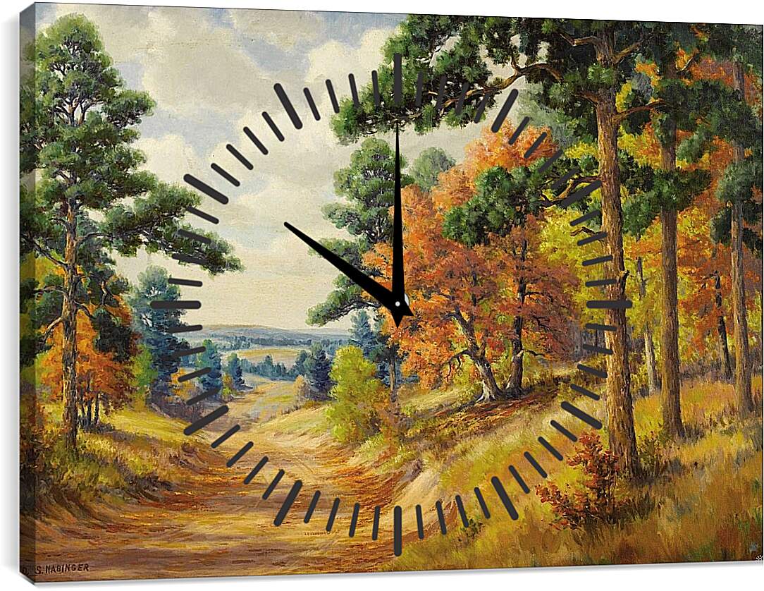 Часы картина - Лес. Осень