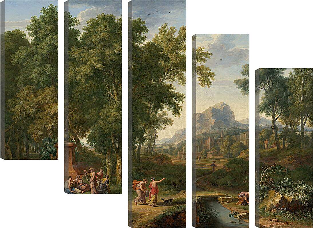 Модульная картина - Аркадский пейзаж с бюстом флоры. Ян ван Хёйсум