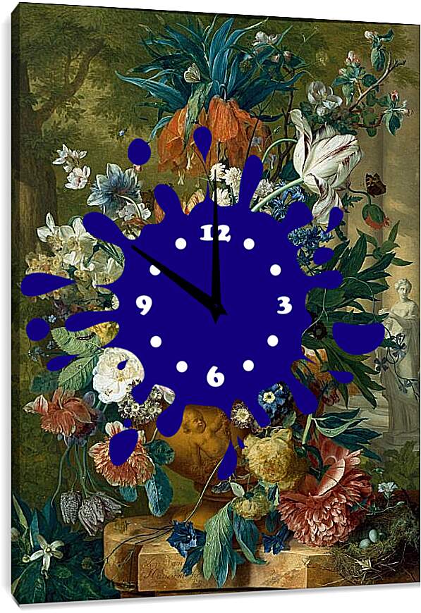 Часы картина - Букет в вазе. Ян ван Хёйсум