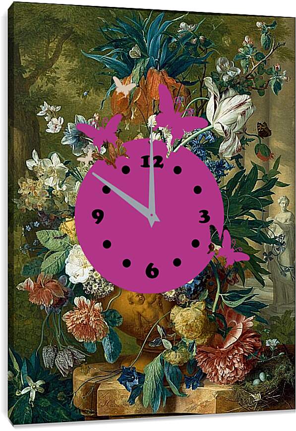 Часы картина - Букет в вазе. Ян ван Хёйсум