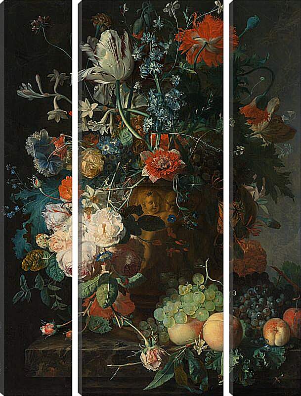 Модульная картина - Букет цветов и фрукты. Ян ван Хёйсум