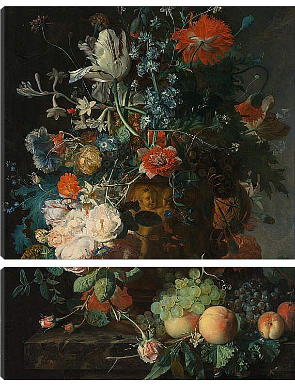 Модульная картина - Букет цветов и фрукты. Ян ван Хёйсум