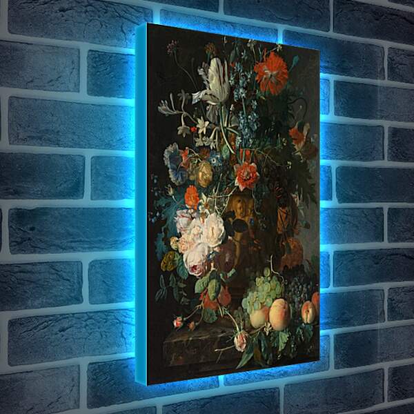 Лайтбокс световая панель - Букет цветов и фрукты. Ян ван Хёйсум