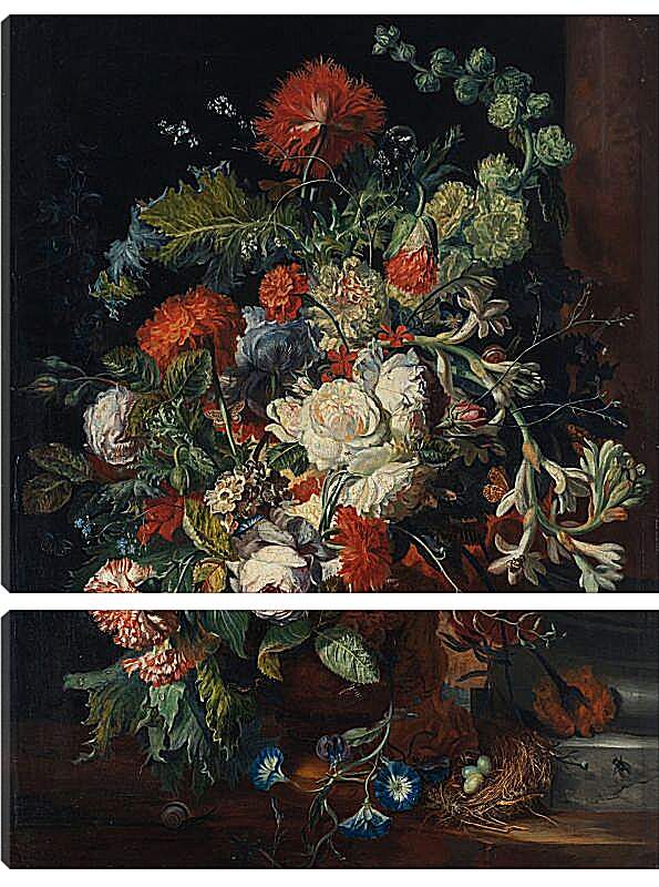 Модульная картина - Букет цветов у колонны. Ян ван Хёйсум