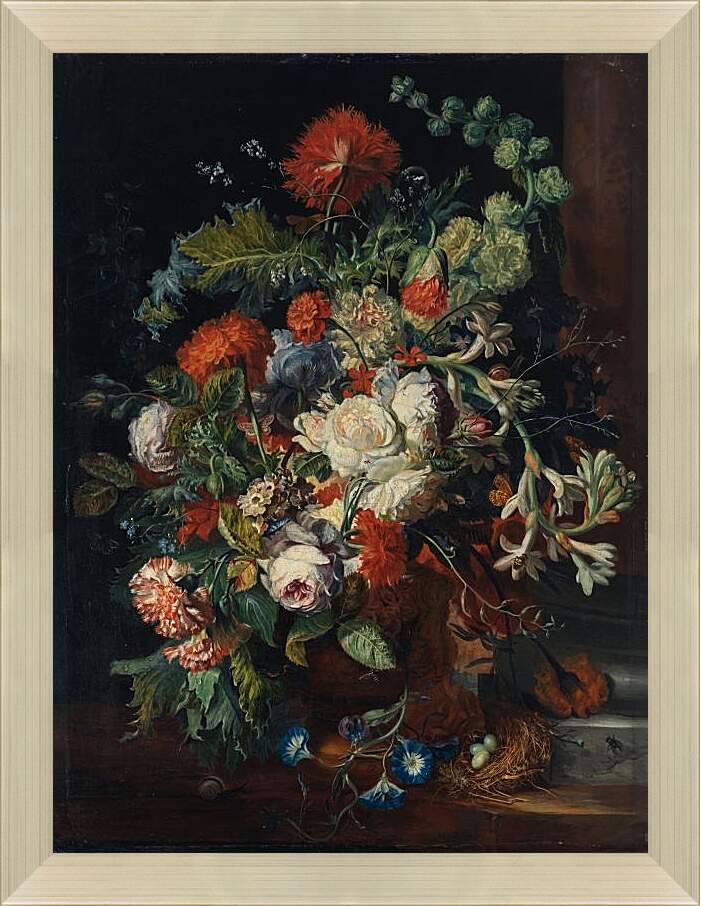 Картина в раме - Букет цветов у колонны. Ян ван Хёйсум