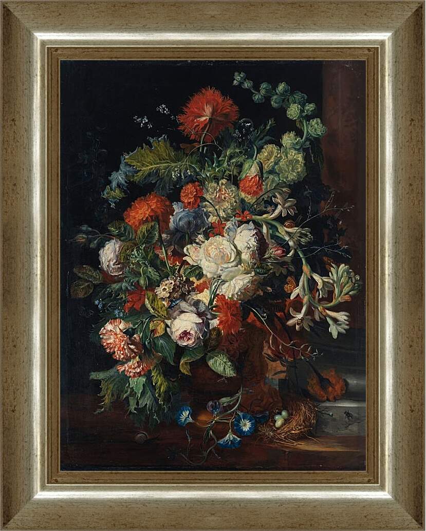 Картина в раме - Букет цветов у колонны. Ян ван Хёйсум