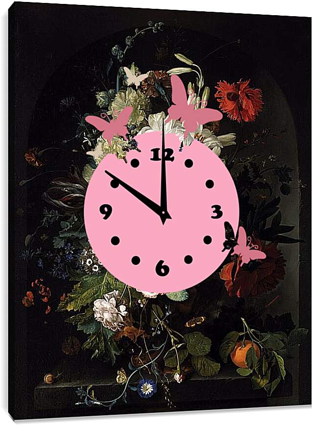 Часы картина - Букет цветов. Ян ван Хёйсум