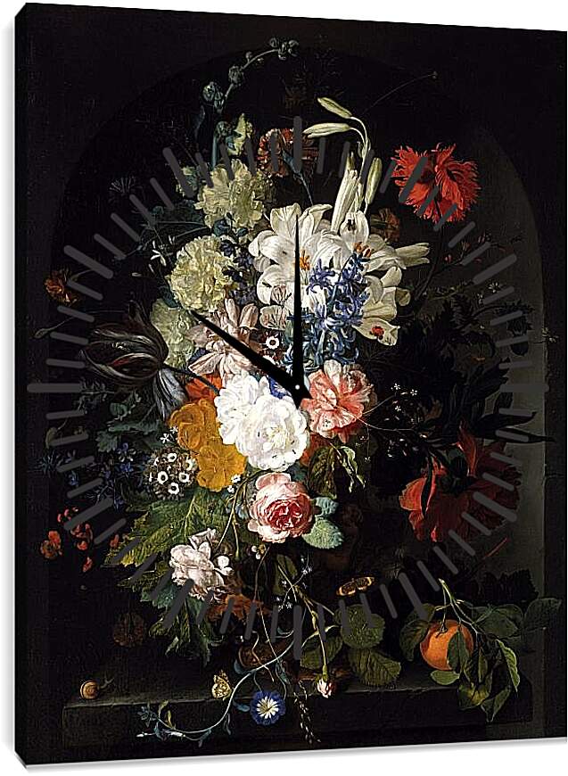 Часы картина - Букет цветов. Ян ван Хёйсум