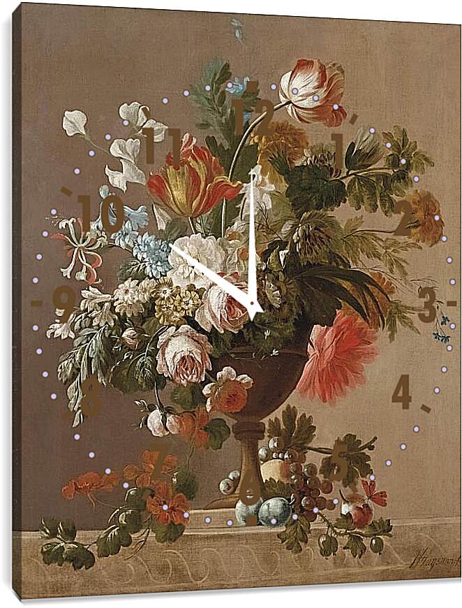 Часы картина - Ваза с цветами. Ян ван Хёйсум