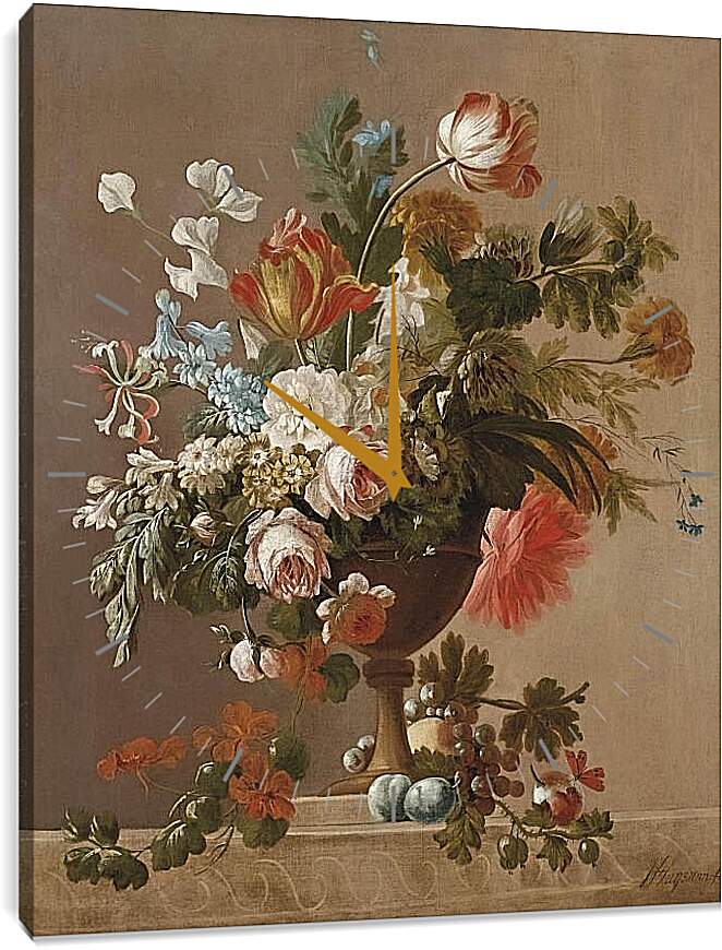 Часы картина - Ваза с цветами. Ян ван Хёйсум
