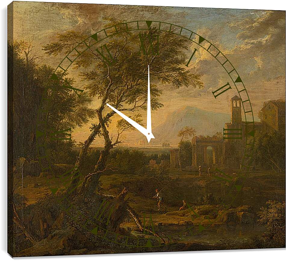 Часы картина - Итальянский пейзаж. Ян ван Хёйсум