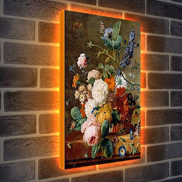 Лайтбокс световая панель - Корзина с цветами и бабочки. Ян ван Хёйсум