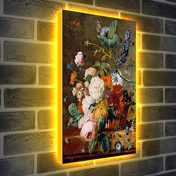 Лайтбокс световая панель - Корзина с цветами и бабочки. Ян ван Хёйсум