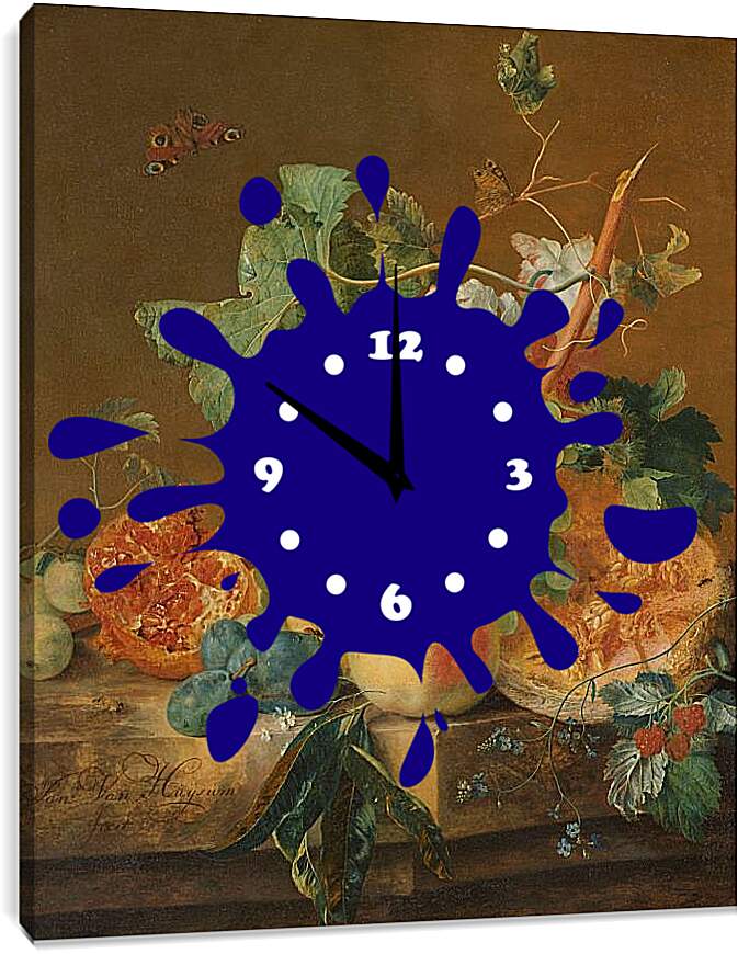 Часы картина - Натюрморт с фруктами. Ян ван Хёйсум