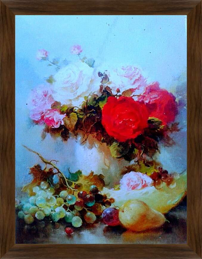 Картина в раме - Натюрморт и цветы