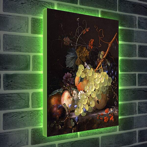 Лайтбокс световая панель - Натюрморт с фруктами и цветами. Ян ван Хёйсум