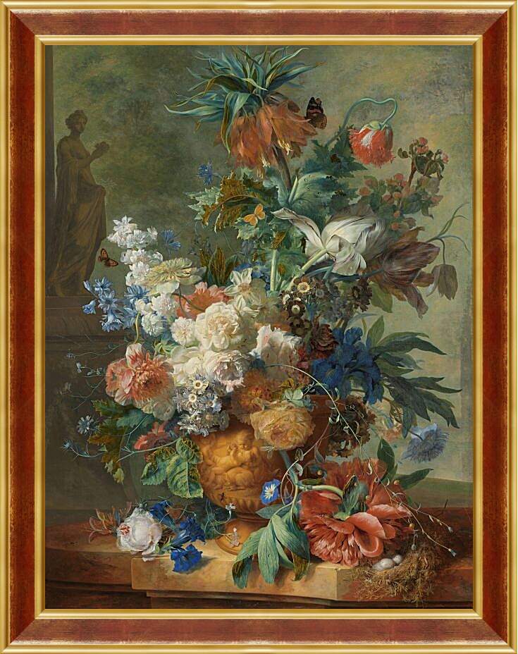 Картина в раме - Натюрморт с цветами. Ян ван Хёйсум