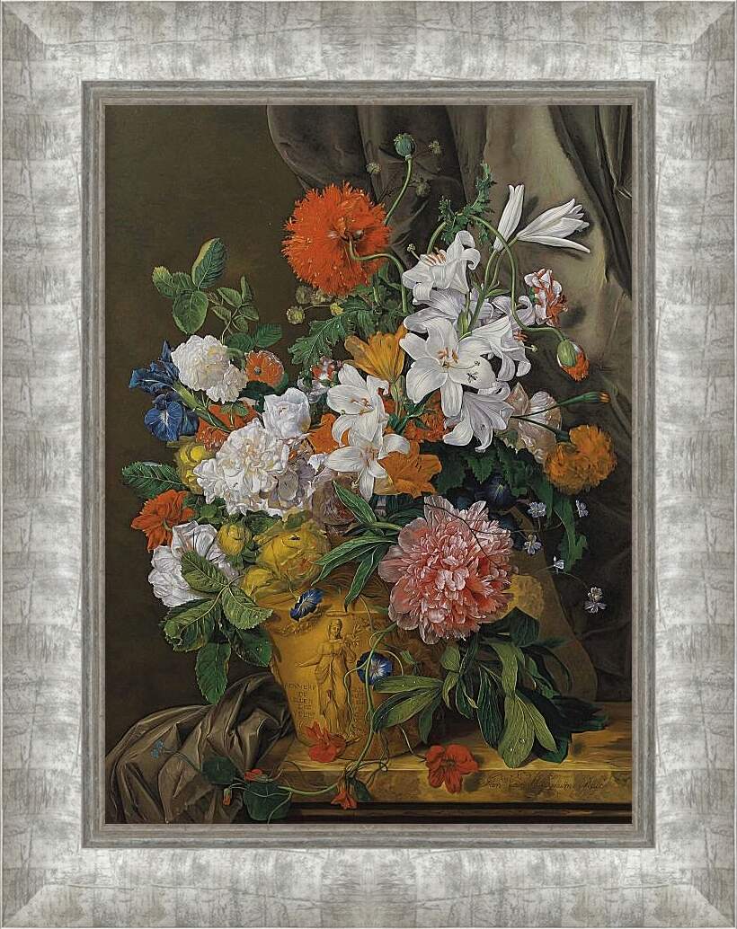Картина в раме - Натюрморт с цветами в вазе. Ян ван Хёйсум
