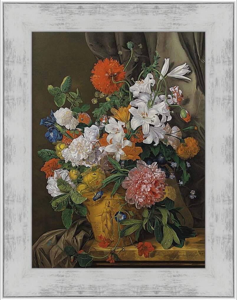 Картина в раме - Натюрморт с цветами в вазе. Ян ван Хёйсум