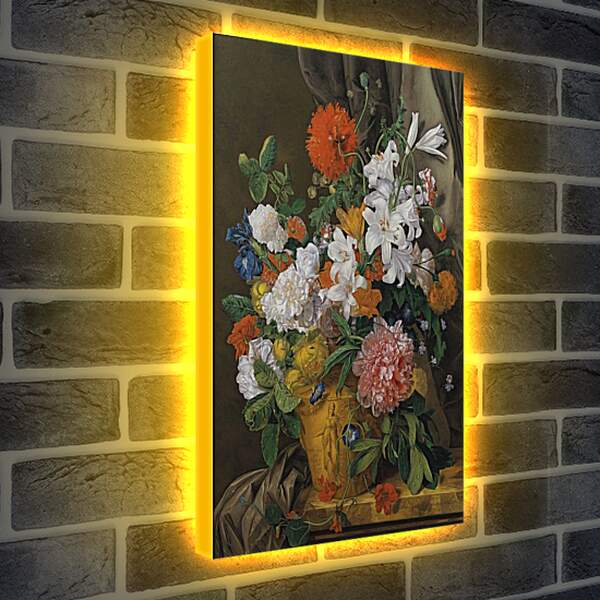 Лайтбокс световая панель - Натюрморт с цветами в вазе. Ян ван Хёйсум