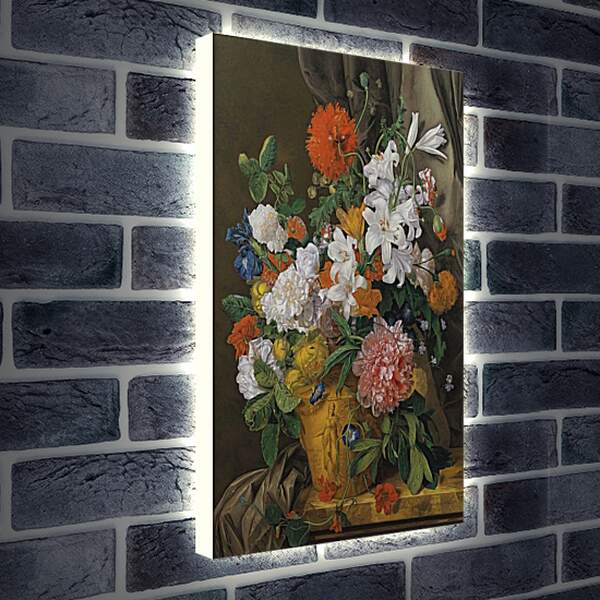 Лайтбокс световая панель - Натюрморт с цветами в вазе. Ян ван Хёйсум