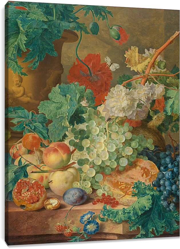 Постер и плакат - Натюрморт с цветами и фруктами. Ян ван Хёйсум