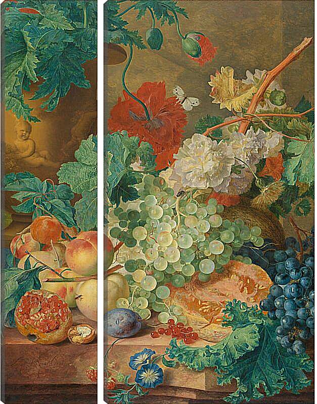 Модульная картина - Натюрморт с цветами и фруктами. Ян ван Хёйсум