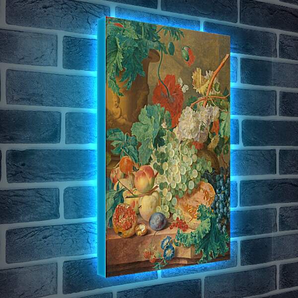 Лайтбокс световая панель - Натюрморт с цветами и фруктами. Ян ван Хёйсум