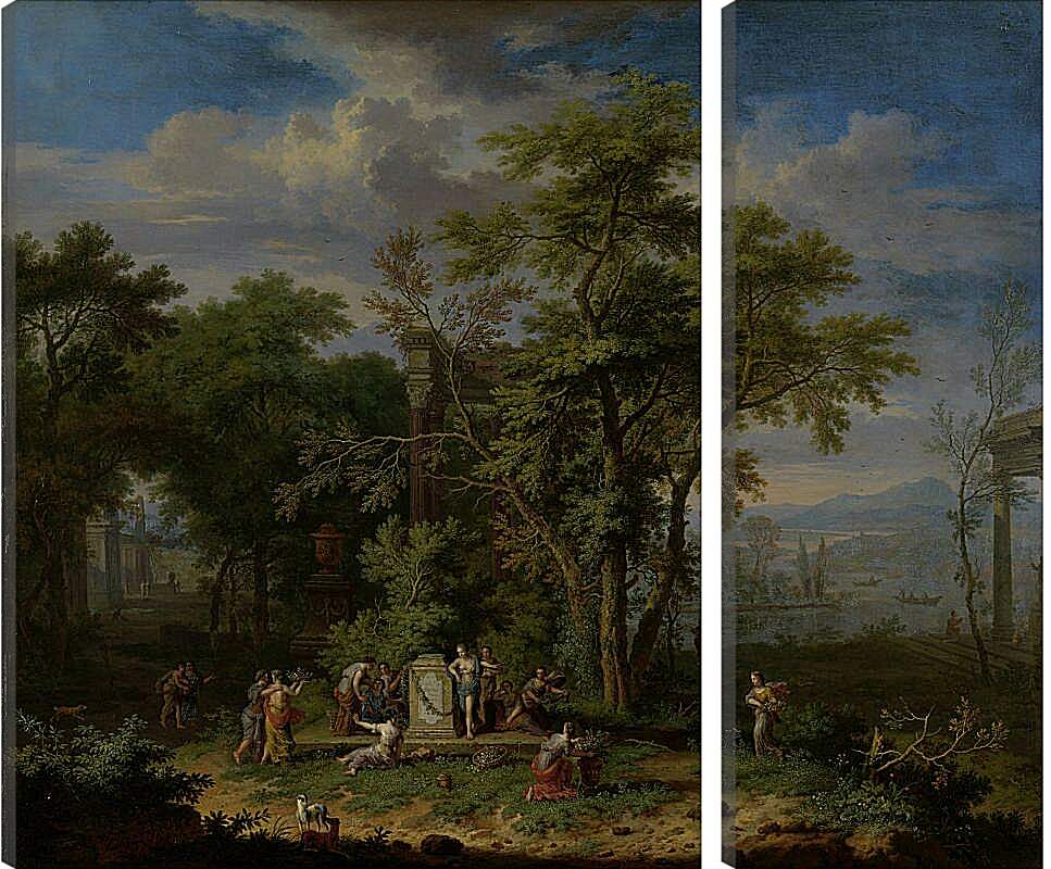 Модульная картина - Праздник жертвоприношений на фоне пасторального пейзажа. Ян ван Хёйсум