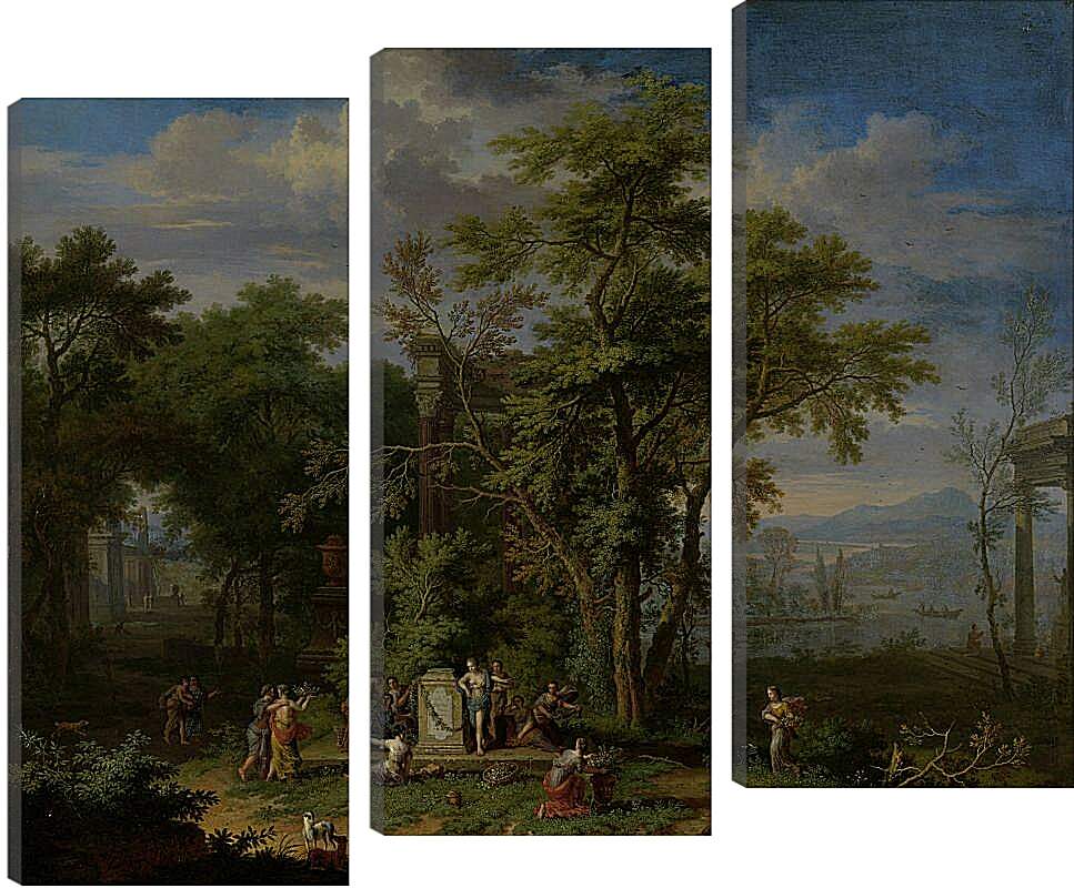 Модульная картина - Праздник жертвоприношений на фоне пасторального пейзажа. Ян ван Хёйсум