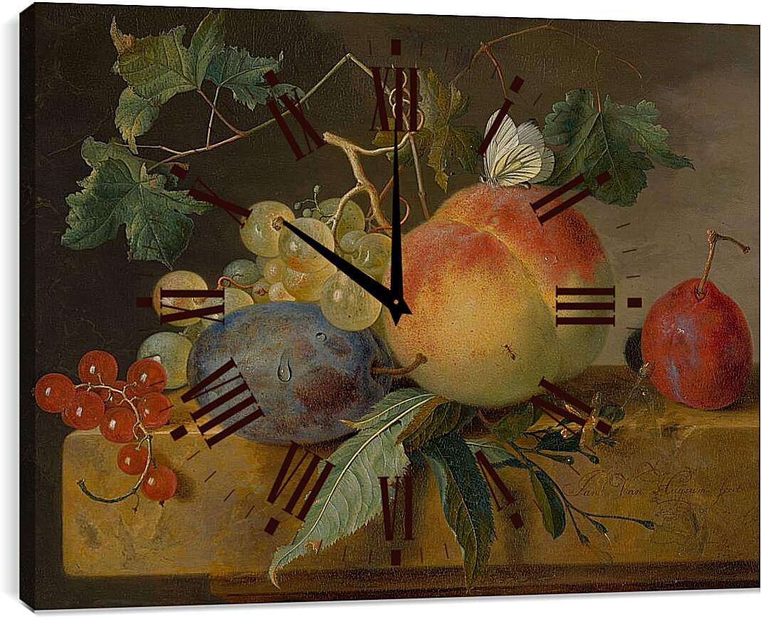 Часы картина - Фруктовый натюрморт. Ян ван Хёйсум