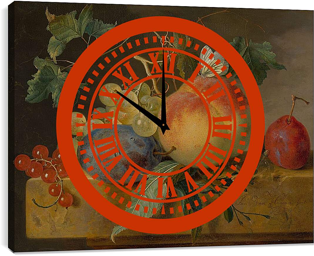Часы картина - Фруктовый натюрморт. Ян ван Хёйсум