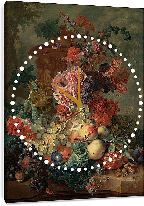 Часы картина - Фрукты и цветы. Ян ван Хёйсум
