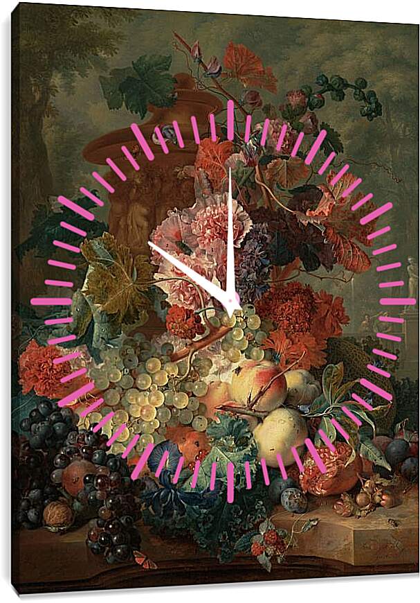Часы картина - Фрукты и цветы. Ян ван Хёйсум