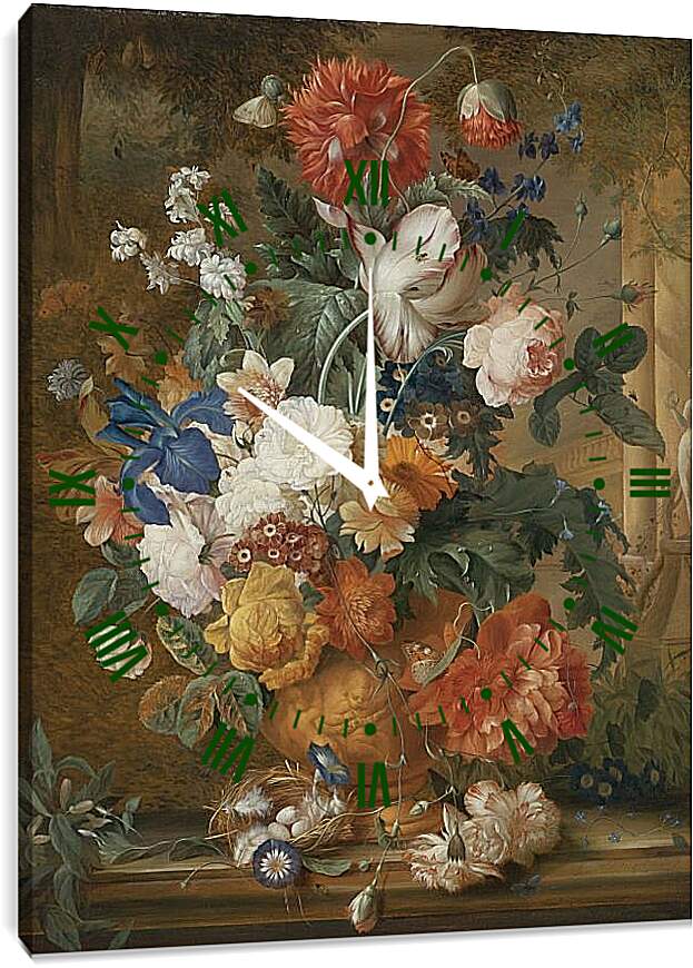 Часы картина - Цветочный натюрморт. Ян ван Хёйсум