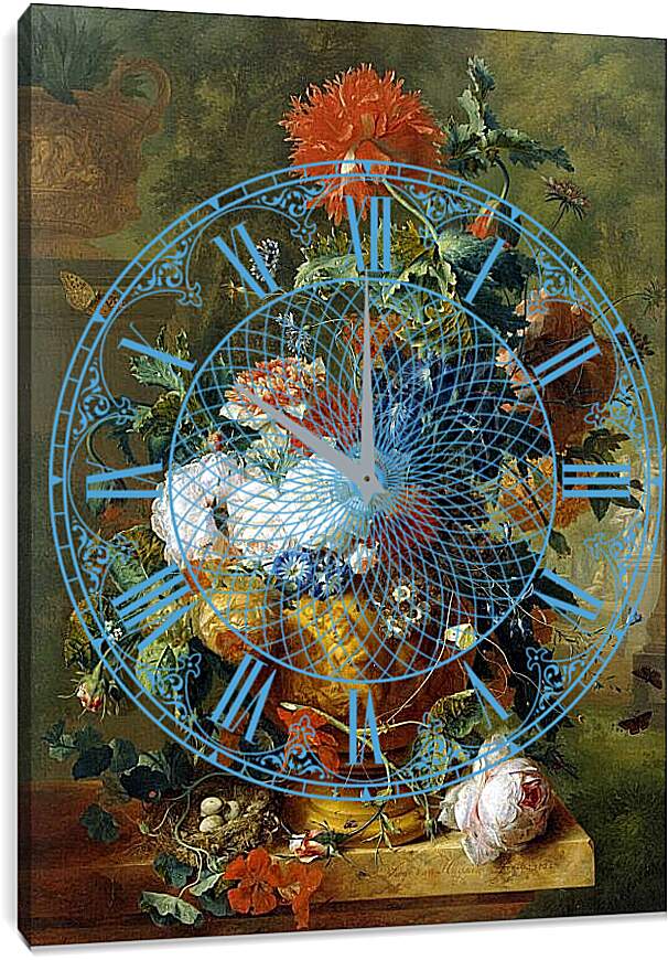 Часы картина - Цветы. Ян ван Хёйсум