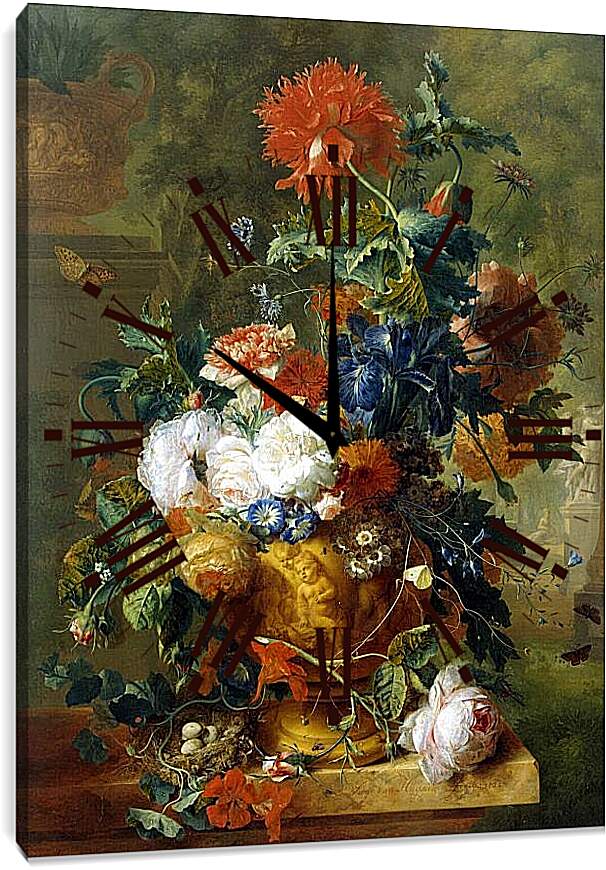 Часы картина - Цветы. Ян ван Хёйсум