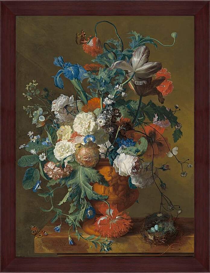 Картина в раме - Цветы в вазе. Ян ван Хёйсум