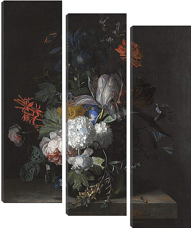 Модульная картина - Цветы в стеклянной вазе. Ян ван Хёйсум