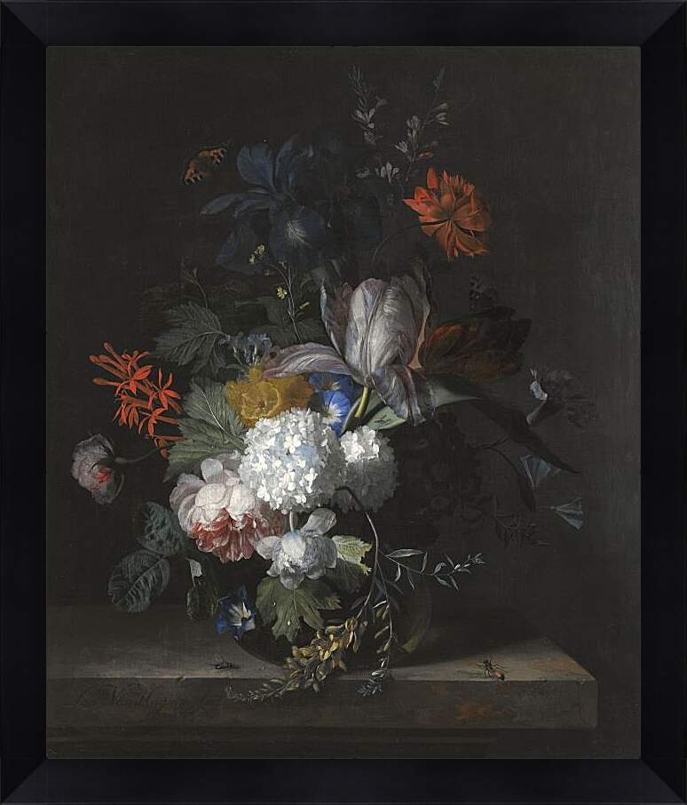 Картина в раме - Цветы в стеклянной вазе. Ян ван Хёйсум