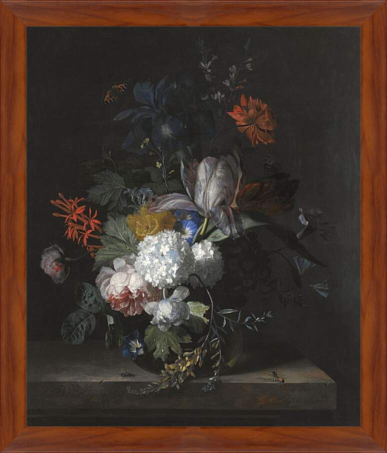 Картина в раме - Цветы в стеклянной вазе. Ян ван Хёйсум