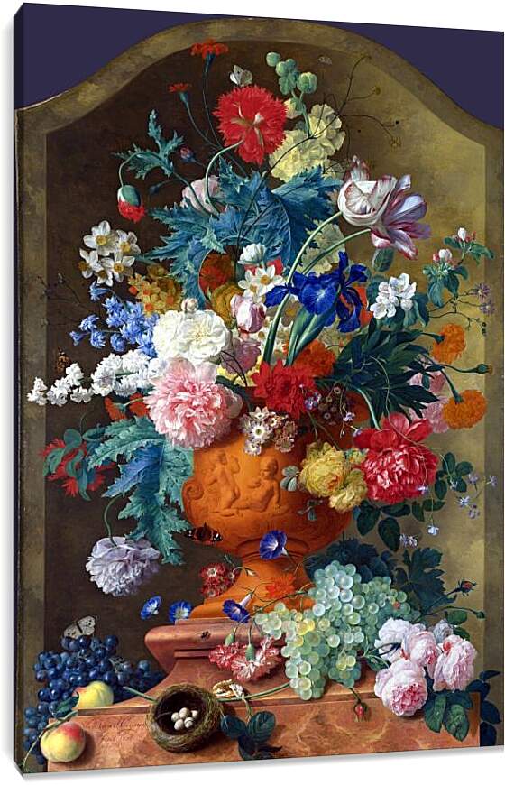 Постер и плакат - Цветы в терракотовой вазе. Ян ван Хёйсум