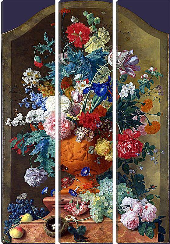 Модульная картина - Цветы в терракотовой вазе. Ян ван Хёйсум